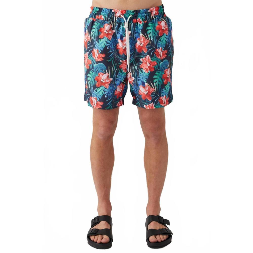 NEW SOL ANGELES men's hibiscus floral swim short in multi